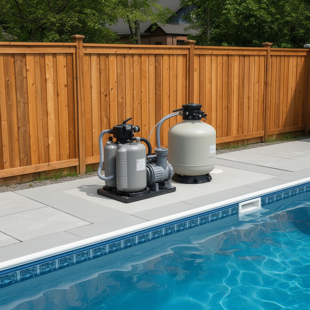 Pool pump and filter maintenance in a Toronto backyard